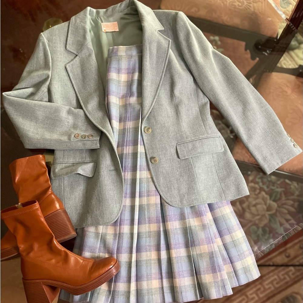 Vintage retro Pendleton two piece blazer and midi skirt set